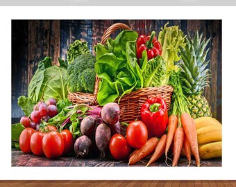 Obst Veg Gemüse Shop Organic Farm Display Vinyl Sticker Poster Aufkleber Wandbild abnehmbar S260