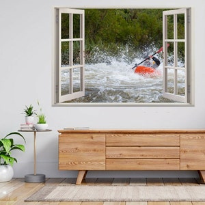 Padding Through Water On A River 3d Window View Wall Sticker Poster Decal A194