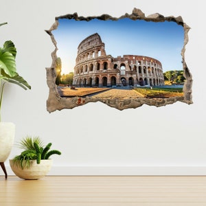 Colosseum Coliseum Sunrise Rome 3d Smashed View Wall Sticker Poster Decal A276
