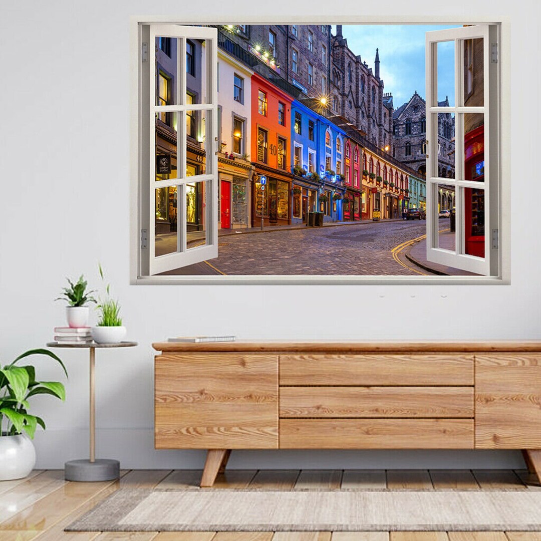 Victoria Street Old City Town 3d Window View Wall Sticker Poster Decal ...