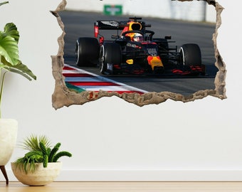 Formula 1 One Racing Car 3d Smashed View Wall Sticker Poster Decal A522