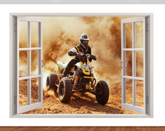 Quad ATV Motocross Dirt Sports Bike Stunts 3D Sticker Vinyl Poster Decal Removable Adhesive s30