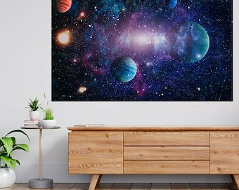 Planetas estrelas galáxias espaço 3d vista adesivo de parede decalque a61