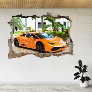 Supercar Lamborghini Aventador 3d Smashed View Wall Sticker Poster Decal A636