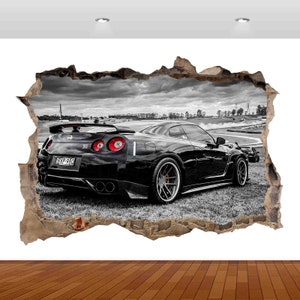 Super Sports Car Racing Black Skyline GTR 3D  Vinyl Sticker Poster Decal Mural Removable s75 Art Kids Mural