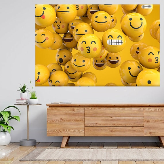 Smile Emoji Emotion Gesicht Charakter 3D Ansicht Wandtattoo Poster  Aufkleber A928 - .de