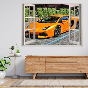 Lamborghini Aventador On Street 3d Window View Wall Sticker Poster Decal A773