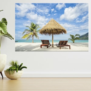 Vacations On Beach Palm Tree 3d View Wall Sticker Poster Decal A748