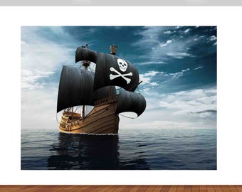 Pirates Ship Boat Ocean Blue Skull Kids 3D Vinilo Pegatina Póster Calcomanía Mural Extraíble s71