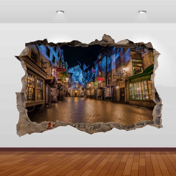 Castle Alley Way Wall Harry Stickers 3d Vinyl Poster Decal Etsy - roblox wall decal etsy uk wall decals etsy uk decals