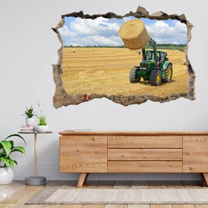 Tractor Field Excavator Farm 3d Smashed View Wall Sticker Poster Decal A162