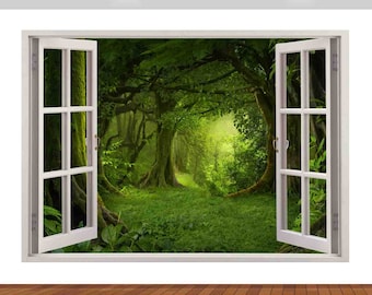Nature Rain Forest Trees Jungle  3D  Vinyl Sticker Poster Decal Mural Removable  s117