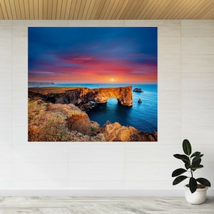 Sunset Atlantic Ocean Coast Rocks Nature 3d View Wall Sticker Poster Calcomanía A562
