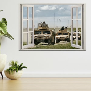 Fighting Machine Army War Military 3d Window View Wall Sticker Poster Decal A917