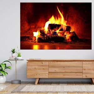 Close Up Shot Of Burning Firewood 3d View Wall Sticker Poster Decal A688
