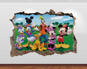 Characters Mickey Minnie Club House   3D  Vinyl Poster Decal Removable Adhesive Bedroom 683