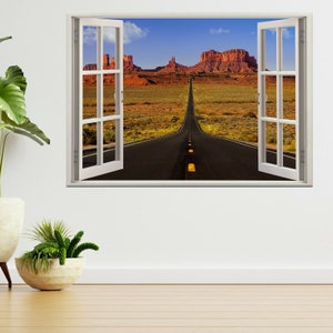 Monument Valley Road Nature 3d Window View Wall Sticker Poster Decal A29