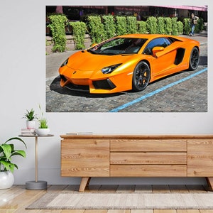 Lamborghini Aventador On Street 3d View Wall Sticker Poster Decal A772