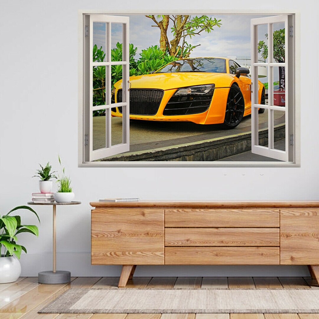 Super Sports Car Racing Audi R8 TT 3d Window View Wall Sticker Poster ...
