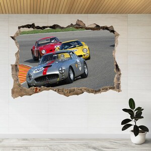 Classic Old Ferrari Racing Track 3d Smashed View Wall Sticker Poster Decal A846