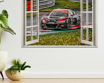 Arlind Hoti conduciendo el Audi R8 3d Window View Wall Sticker Poster Calcomanía A590