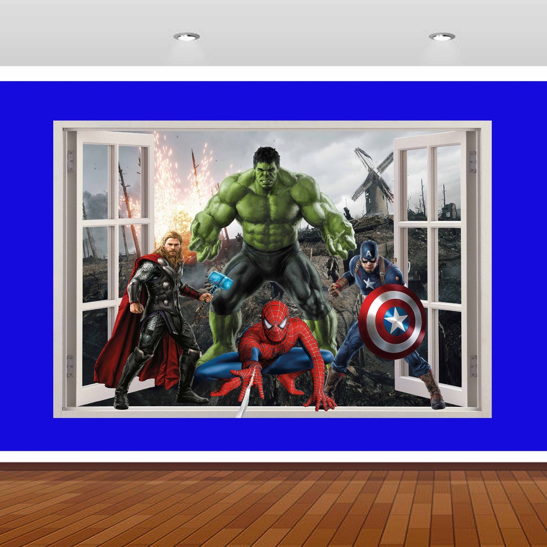 Superhero Wall Decal Sticker Mural Poster Print Art Spiderman Iron Man