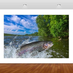 Nature Fishing River Lake Trout 3D  Vinyl Sticker Poster Decal Mural Removable  s104