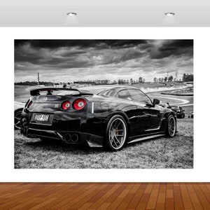 Super Sports Car Racing Black Skyline GTR 3D  Vinyl Sticker Poster Decal Mural Removable s74 Art Kids Mural