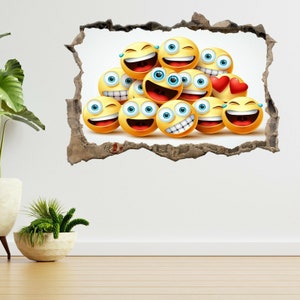 Smileys Faces Funny Expressions 3d Smashed View Wall Sticker Poster Decal A492