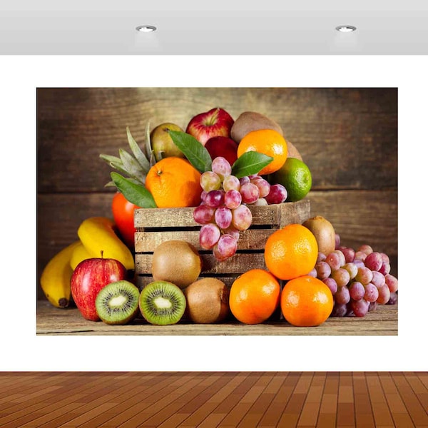 Fruits Légumes Panier Boutique Cuisine Autocollants Mur 3D Vinyle Affiche Décalque Amovible Adhésif Chambre 466