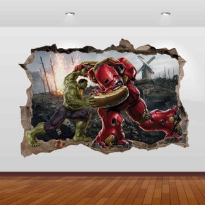 Superhero Wall Decal Sticker Mural Poster Print Art Spiderman Iron Man Hulk Captain America  z9