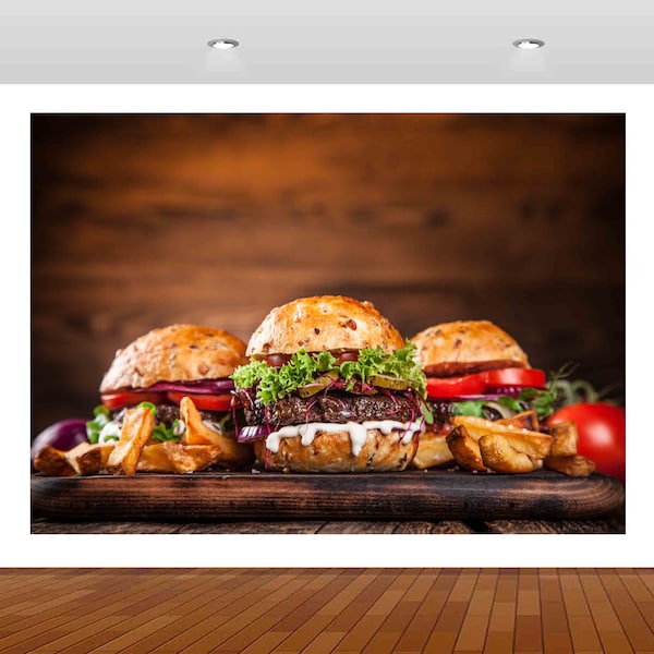 Burger Shop Display Restaurant Stake Grill House Vinyl Sticker Poster Decal Mural Removable S273