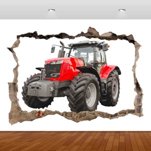 Tractor Kids Nature Red Farm Lounge 3D  Sticker Vinyl Poster Decal Removable Bedroom s45