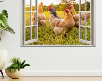 Kip Zonsondergang Natuur 3d Window View Muur Sticker Poster Sticker A47