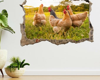 Kip Zonsondergang Natuur 3d Smashed View Muur Sticker Poster Sticker Sticker A48