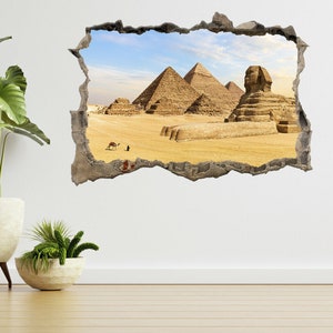 Pyramids Of Giza & Sphinx, Egypt 3d Smashed View Wall Sticker Poster Decal A993