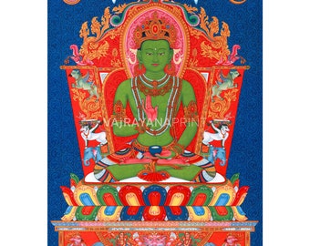Buda Thangka Giclee Impresión / Amoghasiddhi Buda Thangka Arte / Obra Newari Equilibrando el significado espiritual y el esplendor decorativo