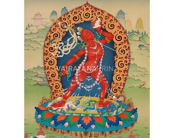 Impresión Vajrayogini Thangka / Invita al resplandor de Vajrayogini a tu espacio con un Thangka / Reflexivo de la profundidad espiritual y la gracia femenina