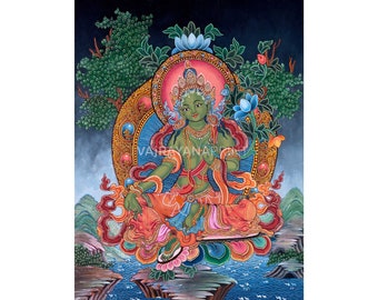 Stampa digitale della dea Tara Verde / L'arte Madre Tara per la consapevolezza e la meditazione / Abbraccia il femminile divino / Invoca benedizioni
