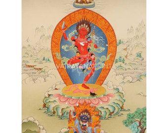 Dakini Vajravarahi Thangka Impresión / La Diosa de Vajra / Impresión de lienzo para el empoderamiento espiritual / Arte de la compasión iracunda / Ideas de regalos