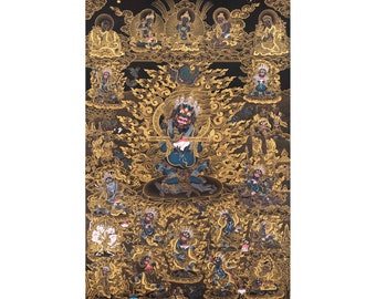 Impresión de lienzo de alta calidad de Sakya Mahakala / Asamblea iracunda de Mahakala para practicantes de Vajrayana / El protector de la sabiduría / Ideas de regalos
