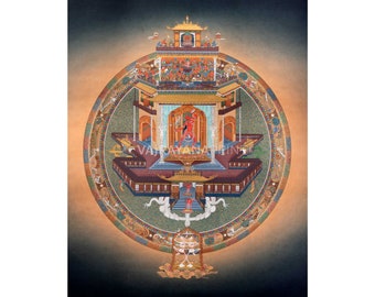 Vajrayogini Mandala Thangka Print / Lienzo Giclee de alta calidad / La geometría sagrada de la transformación dichosa / Arte para su espacio sagrado