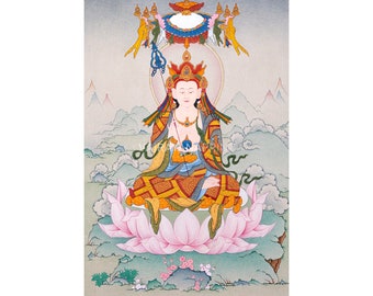 Kshitigarbha Thangka Print | The Guardian of the Earth | Bodhisattva Art Print for Spiritual Growth | Traditional Buddhist Wall Decoration