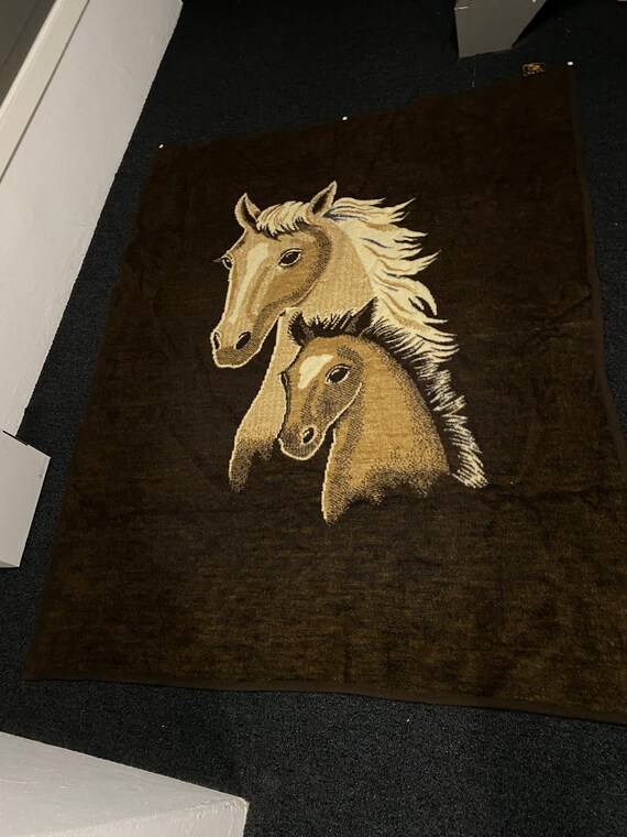 Big Biederlack Blanket With Horses West Germany 185 X 145 Etsy Canada