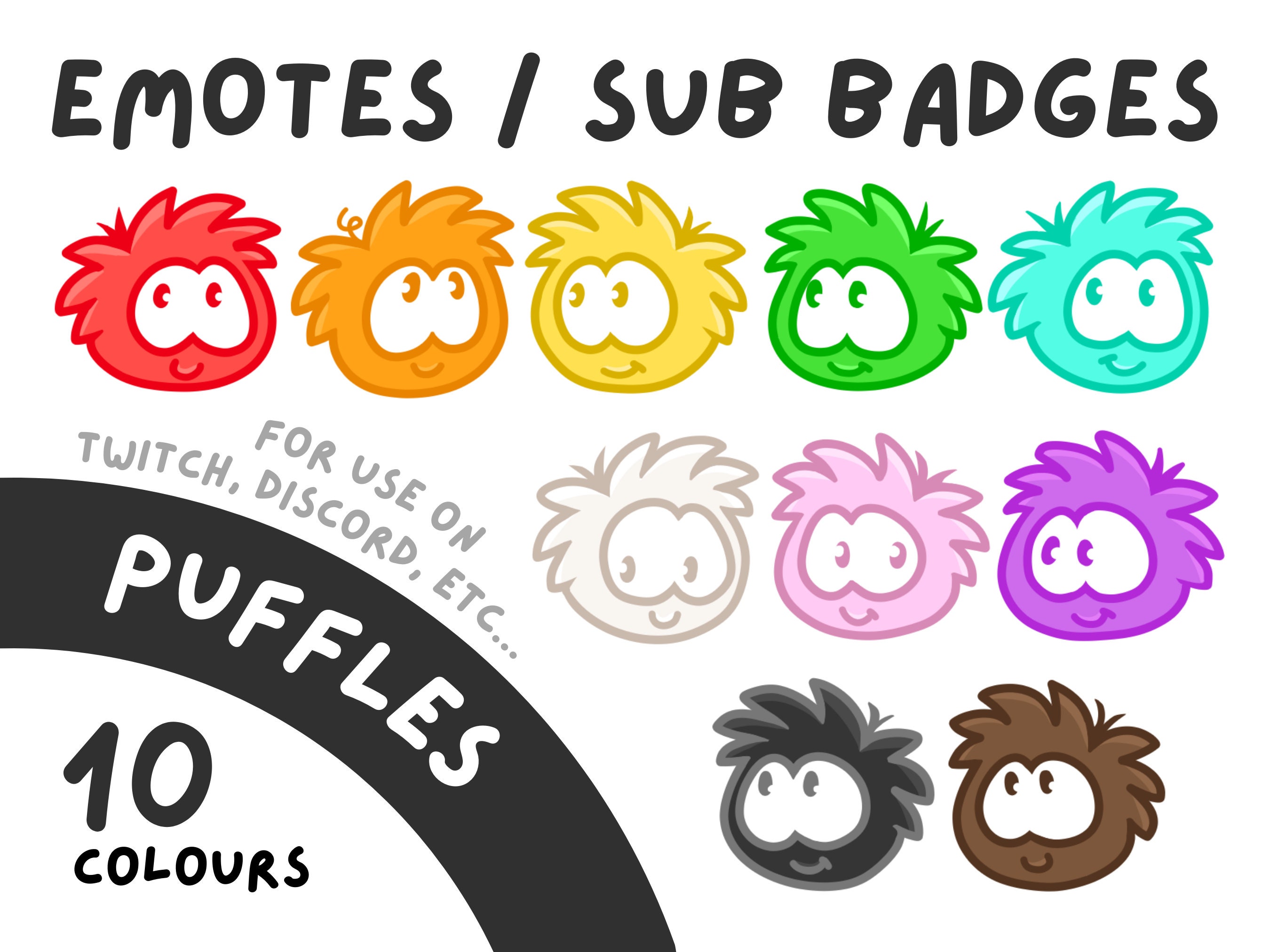 Puffle Emotes club Penguin Twitch / Discord ZIP File 