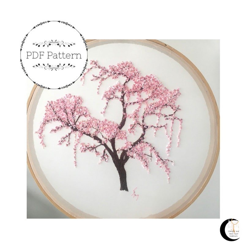 Cherry Blossom Hand Embroidery Pattern Etsy