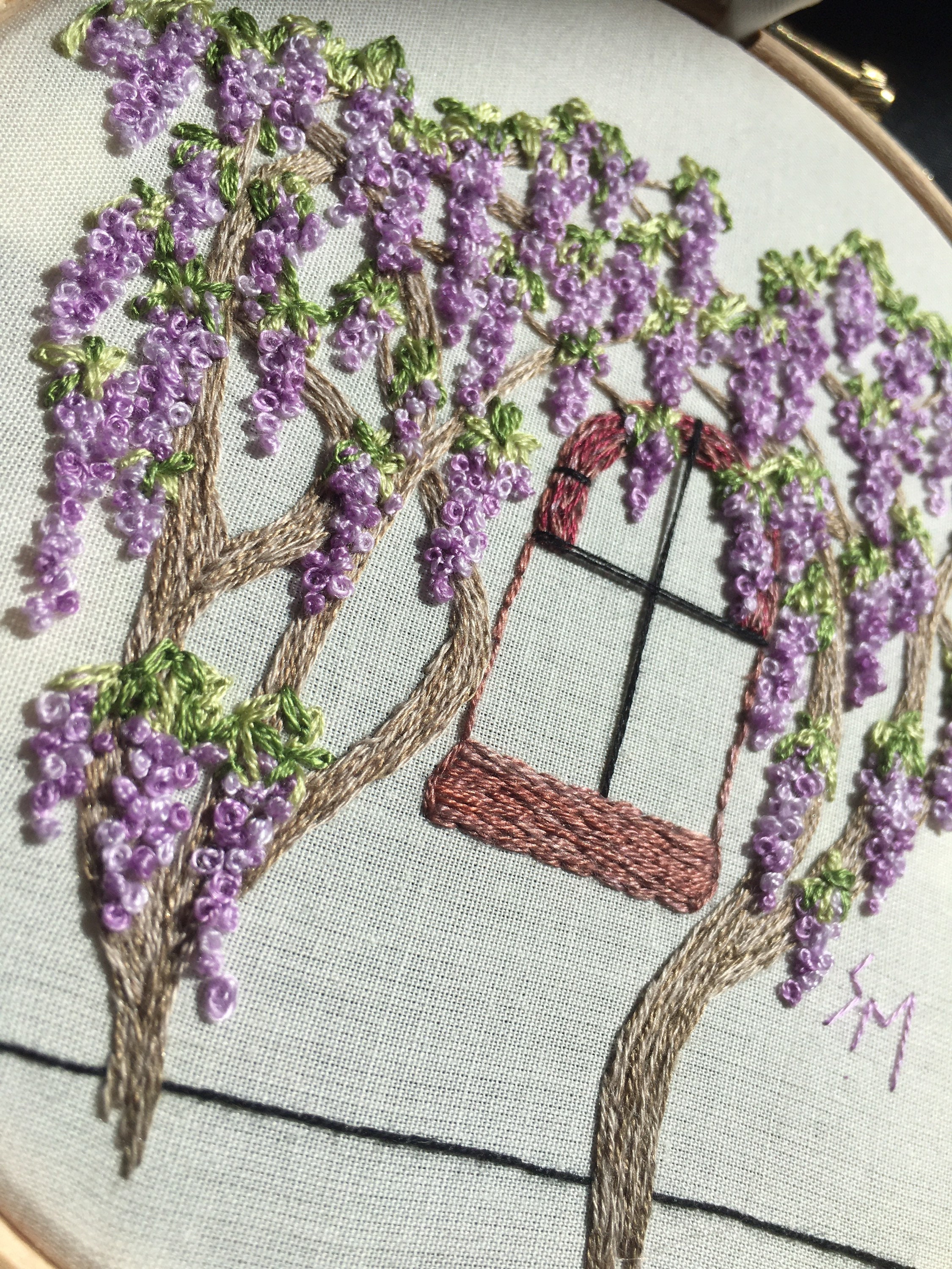 Wisteria Hand Embroidery Hoop Art PDF Pattern with Etsy