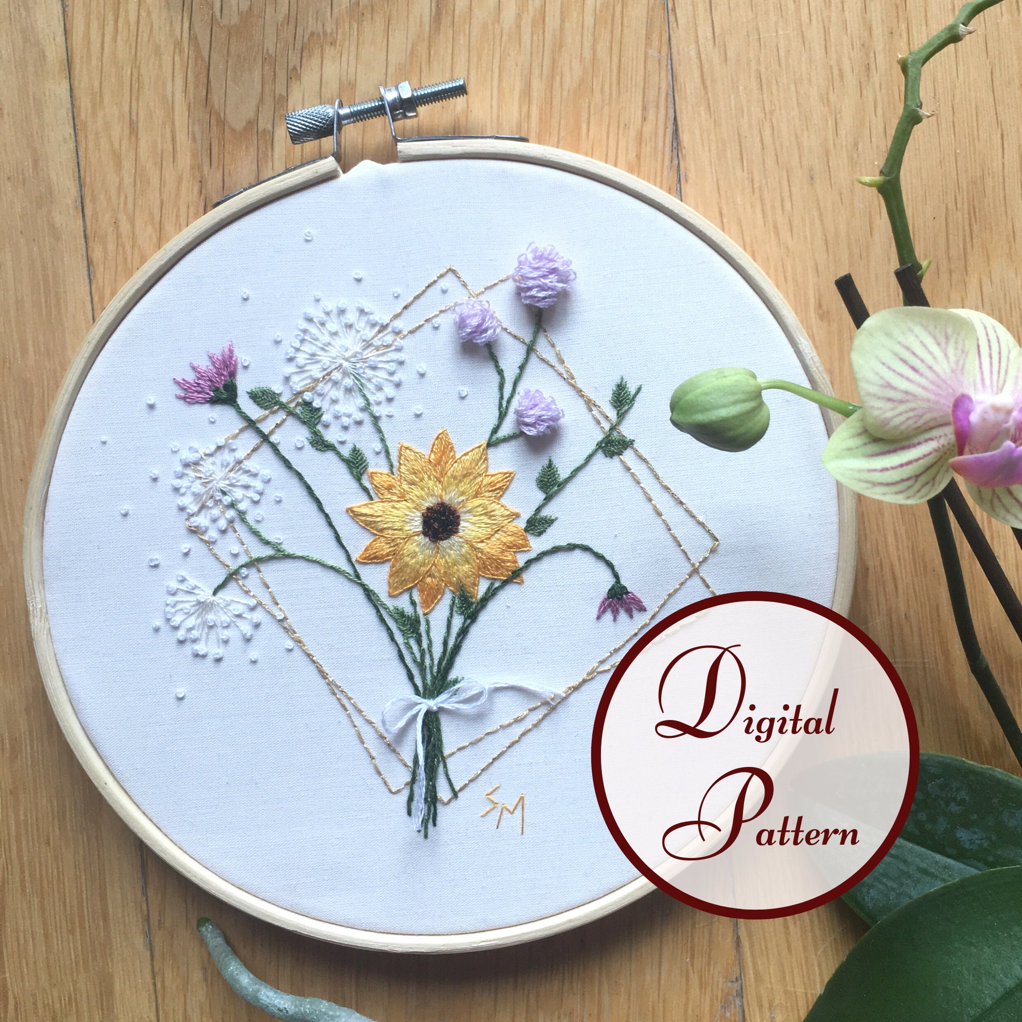 Spring Flower Bouquet Hand Embroidery Hoop Art PDF Pattern Etsy