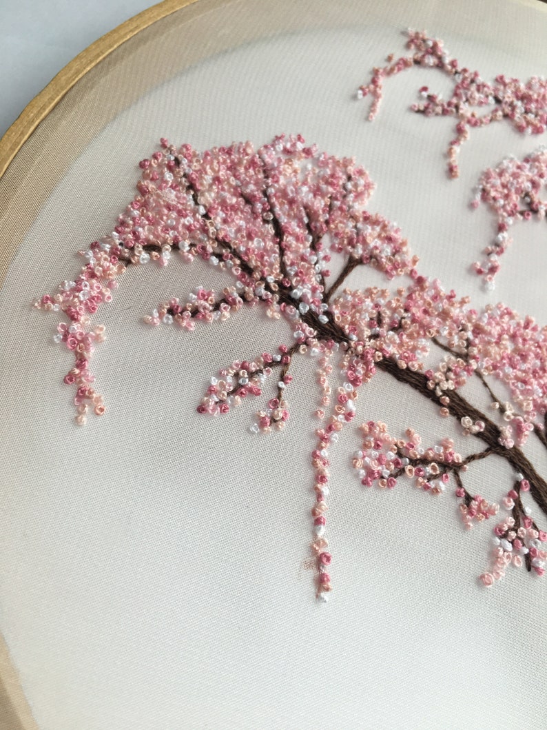 Cherry Blossom Hand Embroidery Pattern Etsy