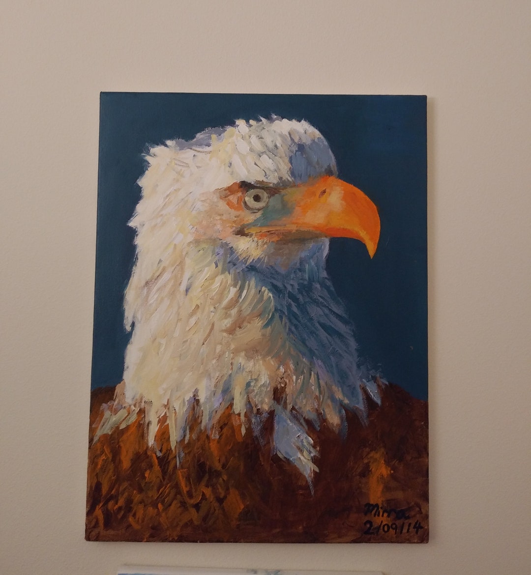 Bald Eagle Portrait, Hand Painted With Oil Colors on Canvas - Etsy